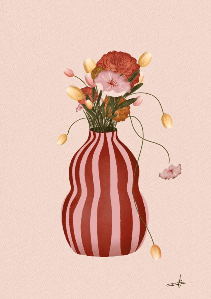 Lámina ilustrada florero