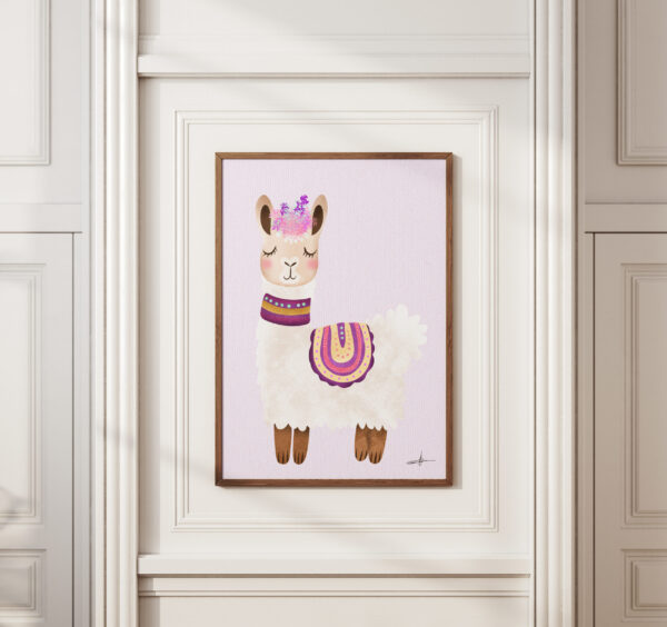 Lámina infantil Llama colorida
